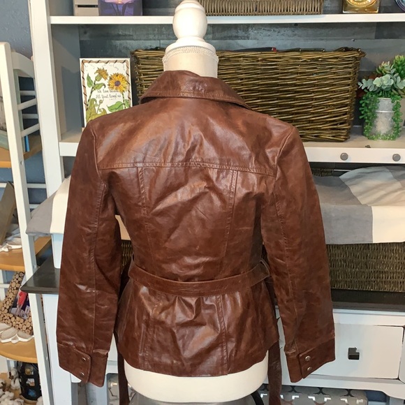 Mitici Anni 60 Fitted Brown Leather Jacket Small - Picture 5 of 15